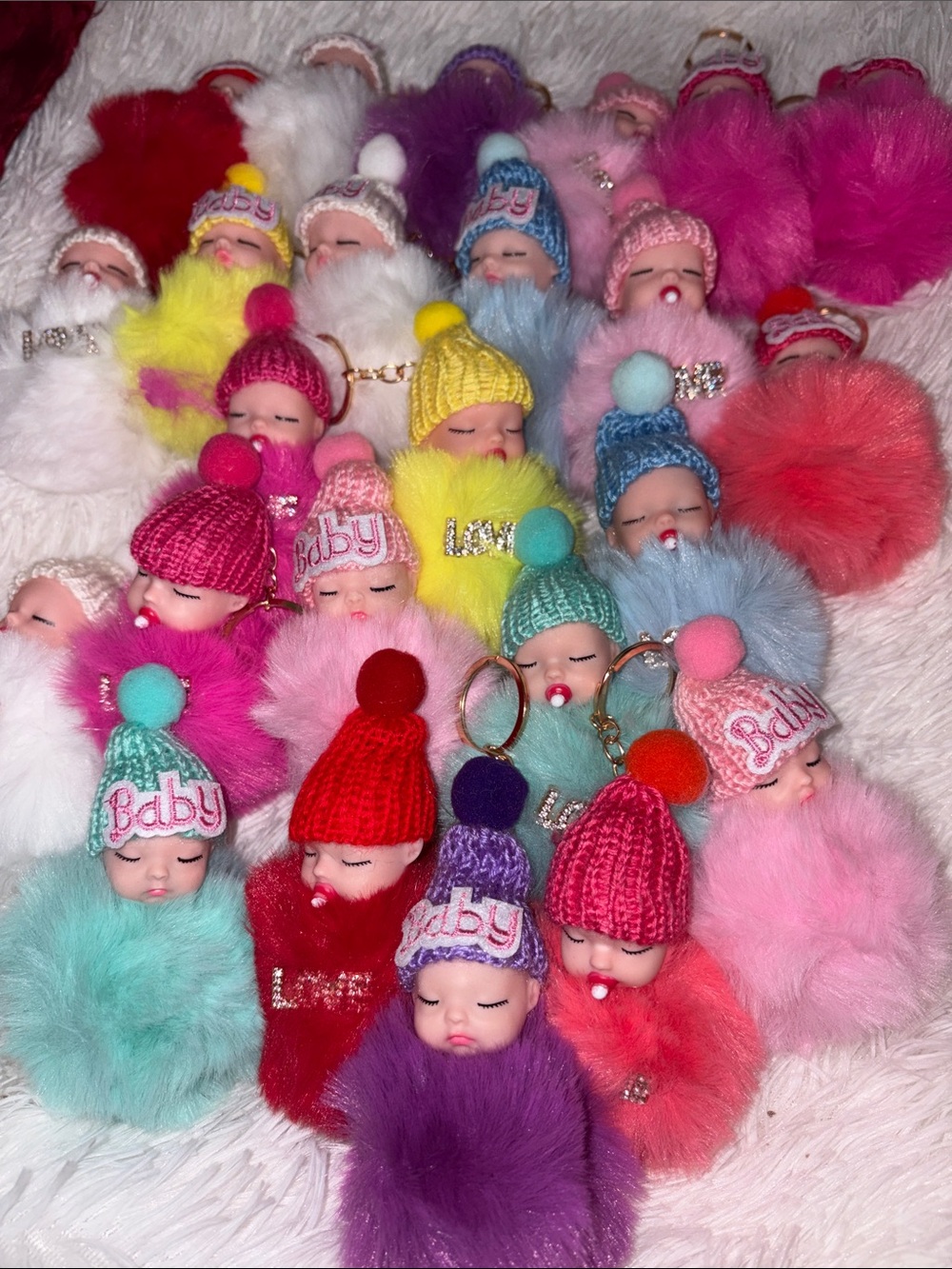 Sleeping Baby Keychains Lot of 6